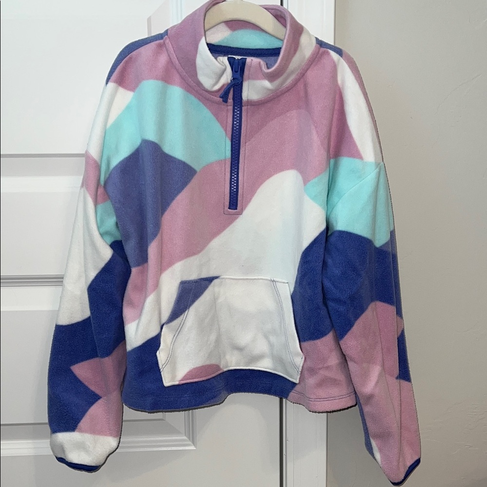 Athletic Works Colorblock Pullover Quarterzip Jacket - Blue, Purple, & White
